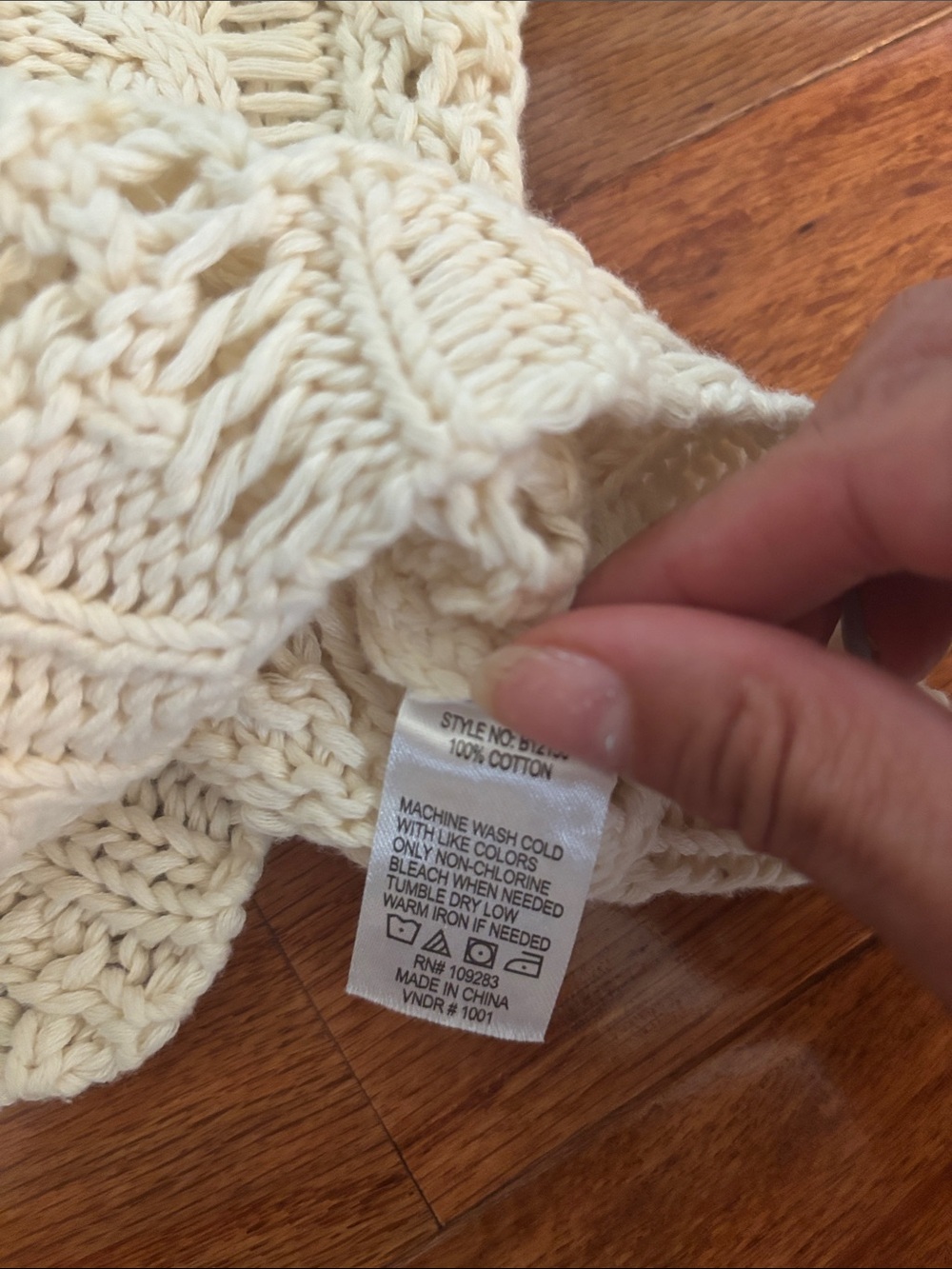 Vintage Havana Cream Crochet Front Tie Long Sleeve Sweater Women’s Size Large - Picture 4 of 8